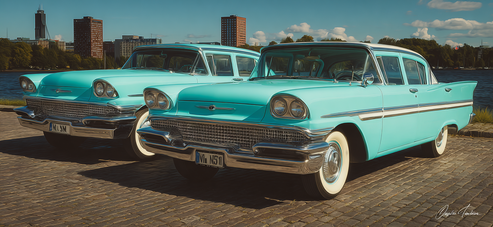 Vintage Autos Türkis 1950er Jahre Urbane Szene | Oldtimer | Mobilitaet und Technik