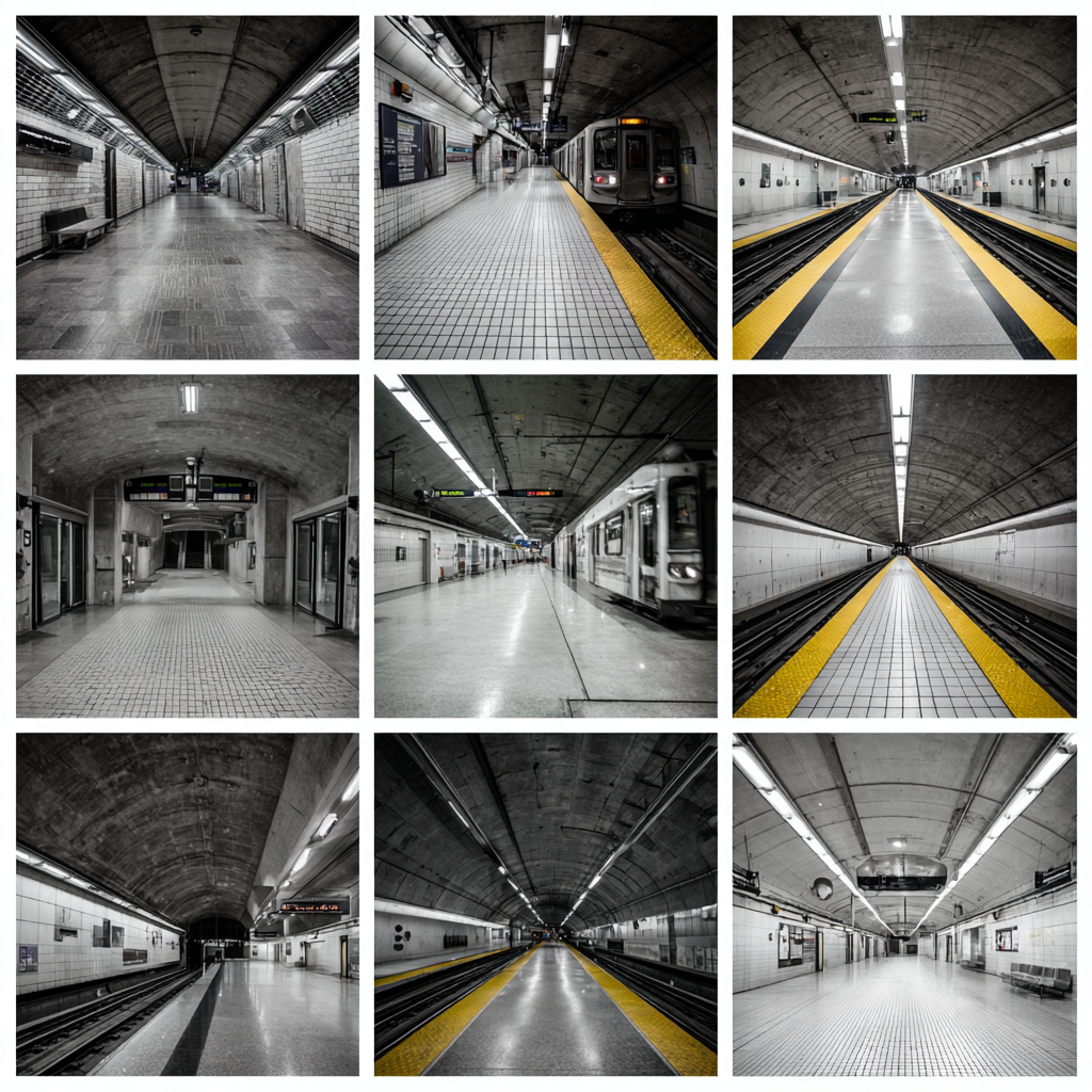Untergrundbahn Architektur Minimalistisch Symmetrisch | U Bahn und Architektur im Verkehrskontext | Mobilitaet und Technik