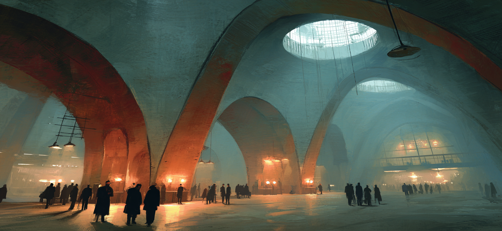 Grosser Atmosphärischer Innenraum Grand Hall Geheimnisvolle Ambiente | U Bahn und Architektur im Verkehrskontext | Mobilitaet und Technik