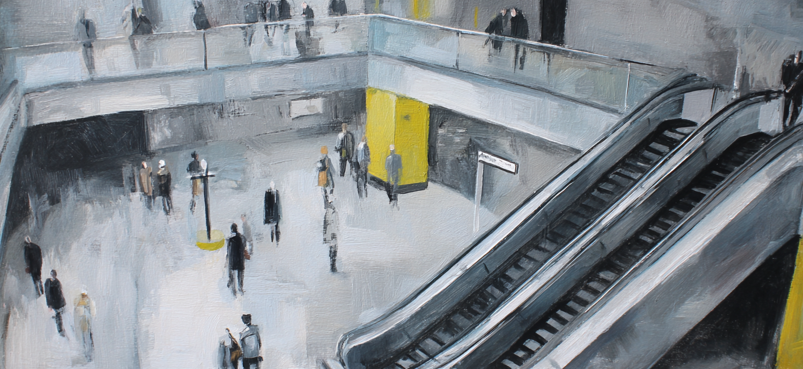 Innenszene Transitstation Modern Grau Gelb | U Bahn und Architektur im Verkehrskontext | Mobilitaet und Technik