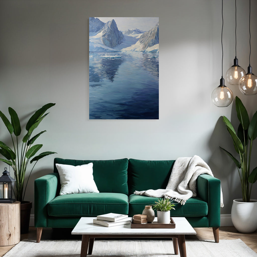 Eisige Landschaft Mit Gletschern Und Ruhigem Gletschersee