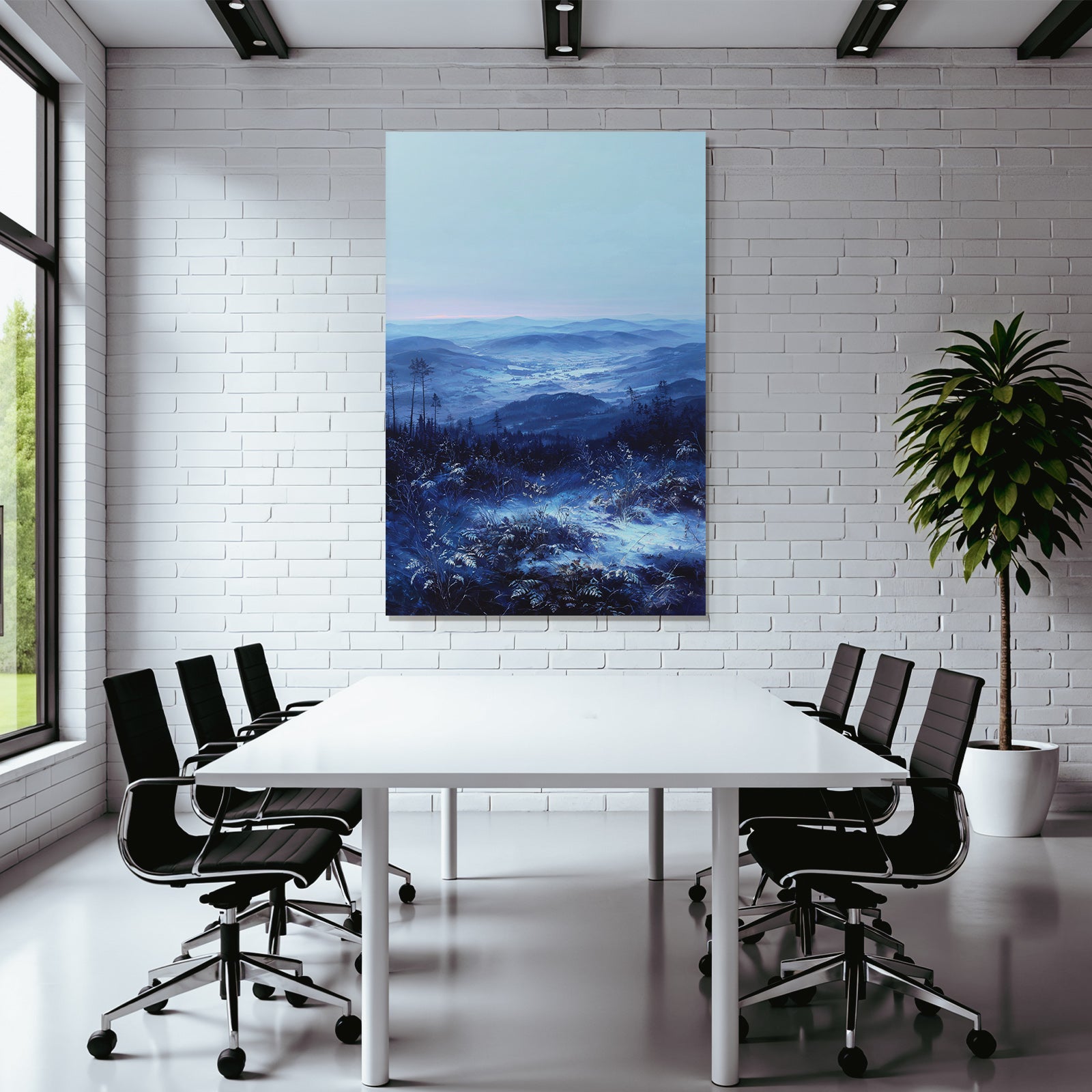 Friedliche Berglandschaft In Blaür Stimmung
