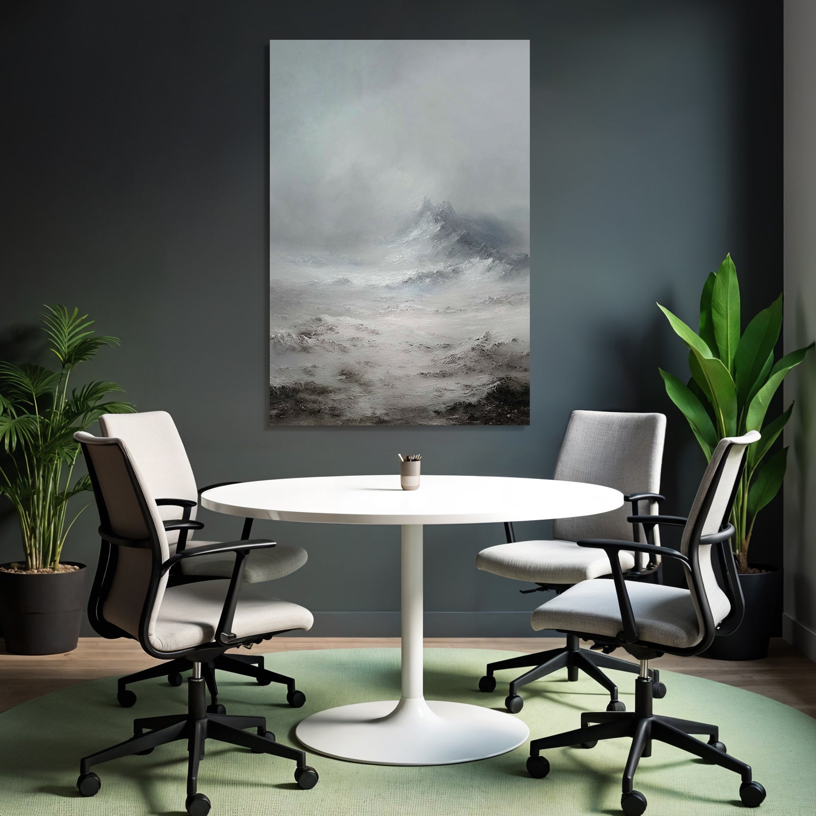 Neblige Berglandschaft Mit Sanften Farben