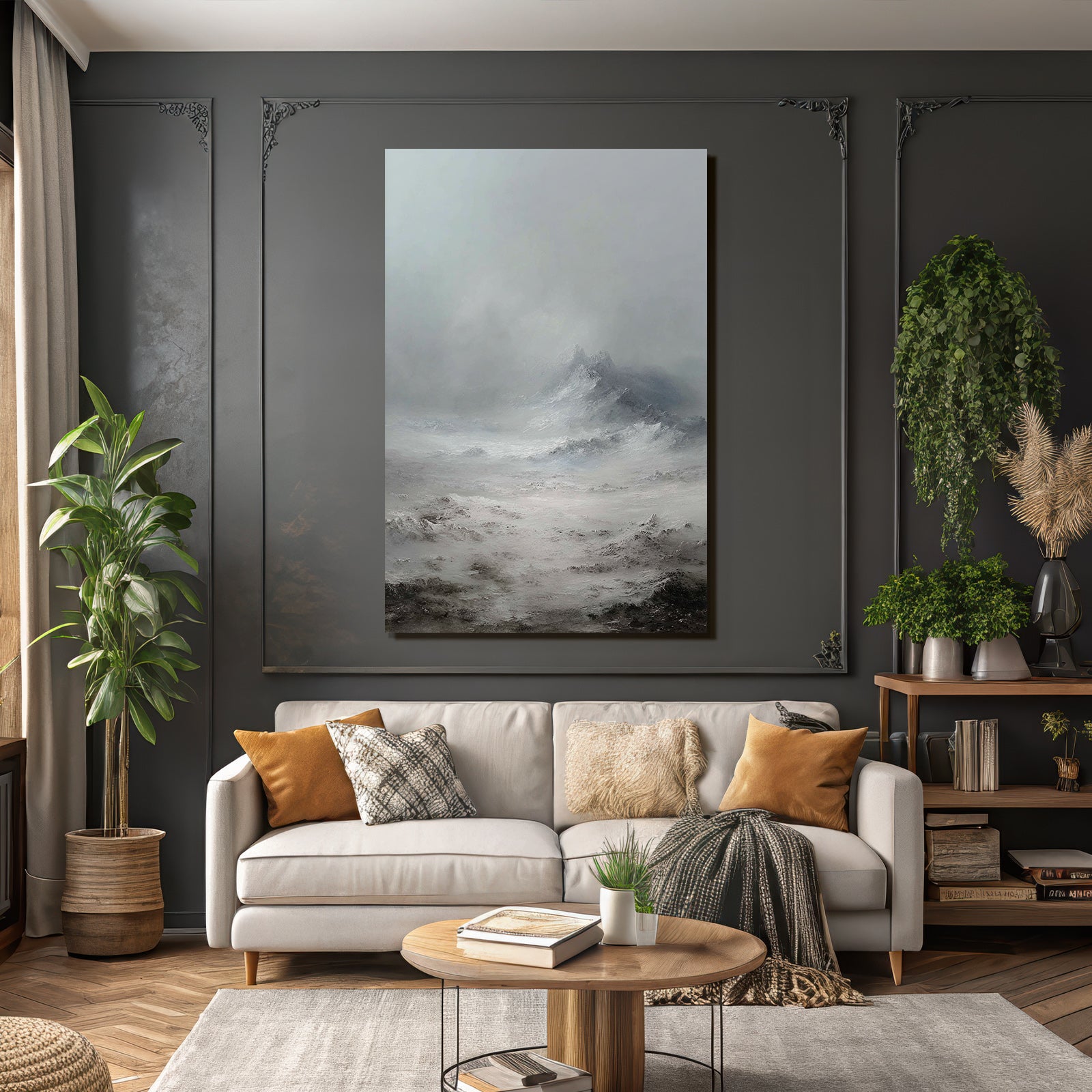 Neblige Berglandschaft Mit Sanften Farben