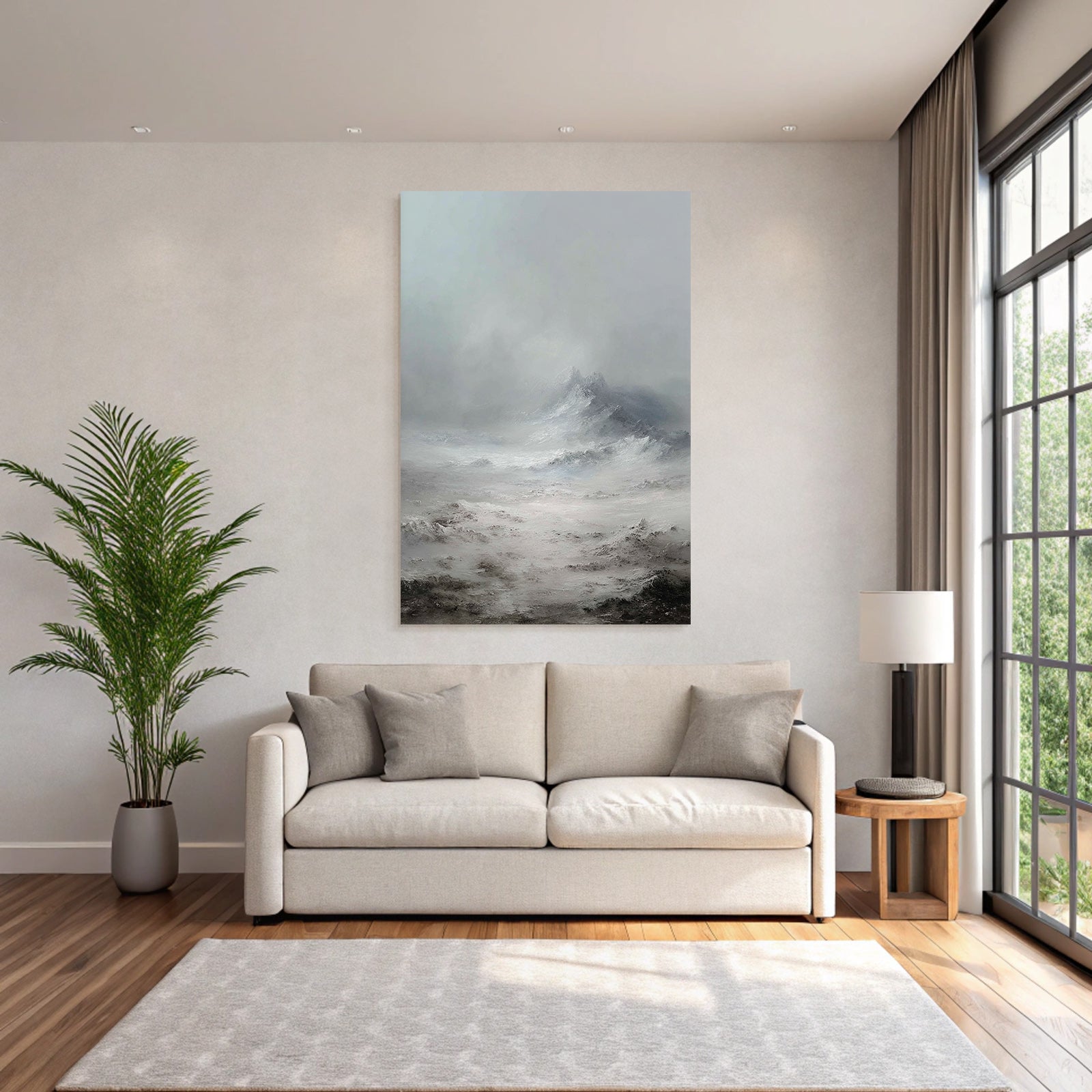 Neblige Berglandschaft Mit Sanften Farben