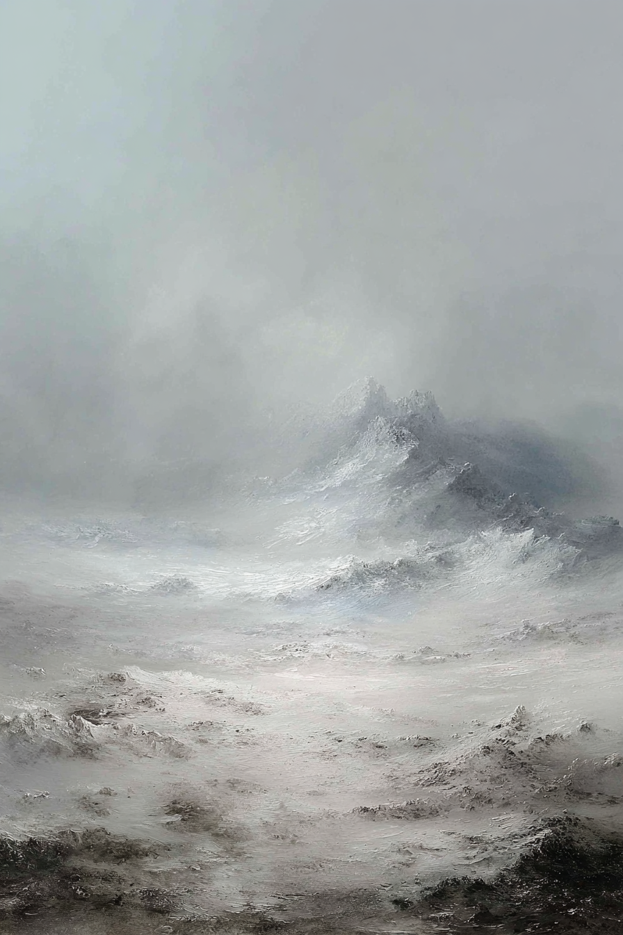 Neblige Berglandschaft Mit Sanften Farben | Eis und Schnee | Natur
