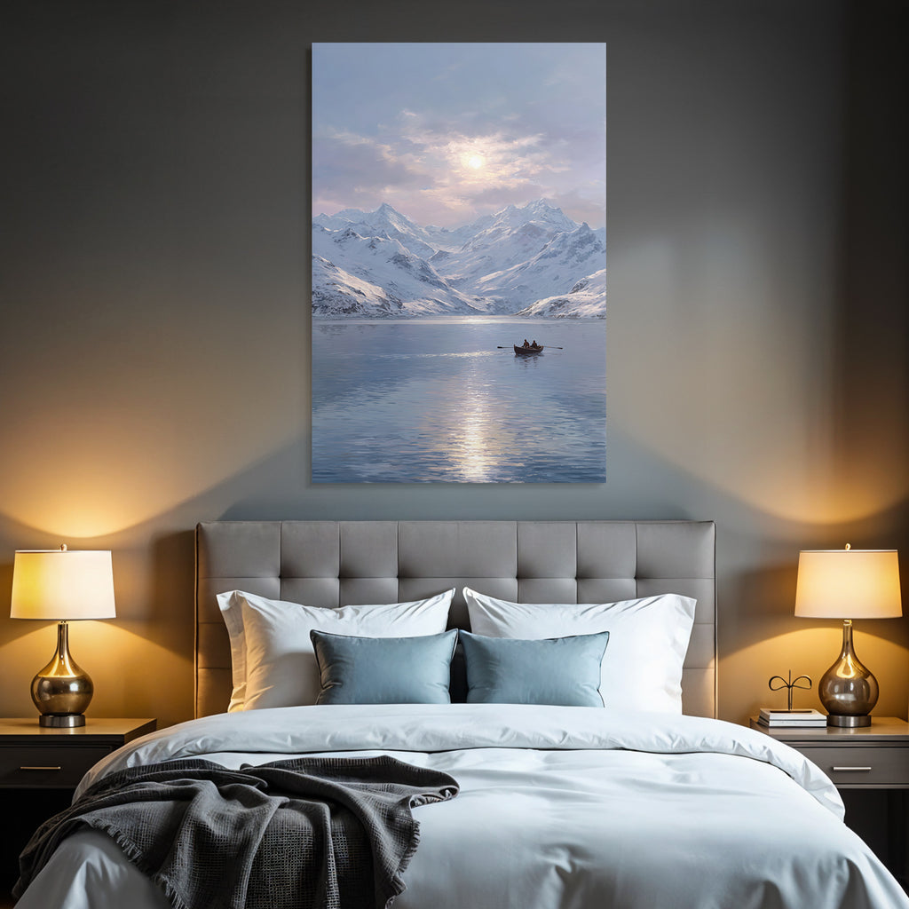 Pastellhimmel Ruhiger Bergsee Mit Ruderboot