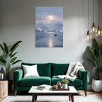 Pastellhimmel Ruhiger Bergsee Mit Ruderboot