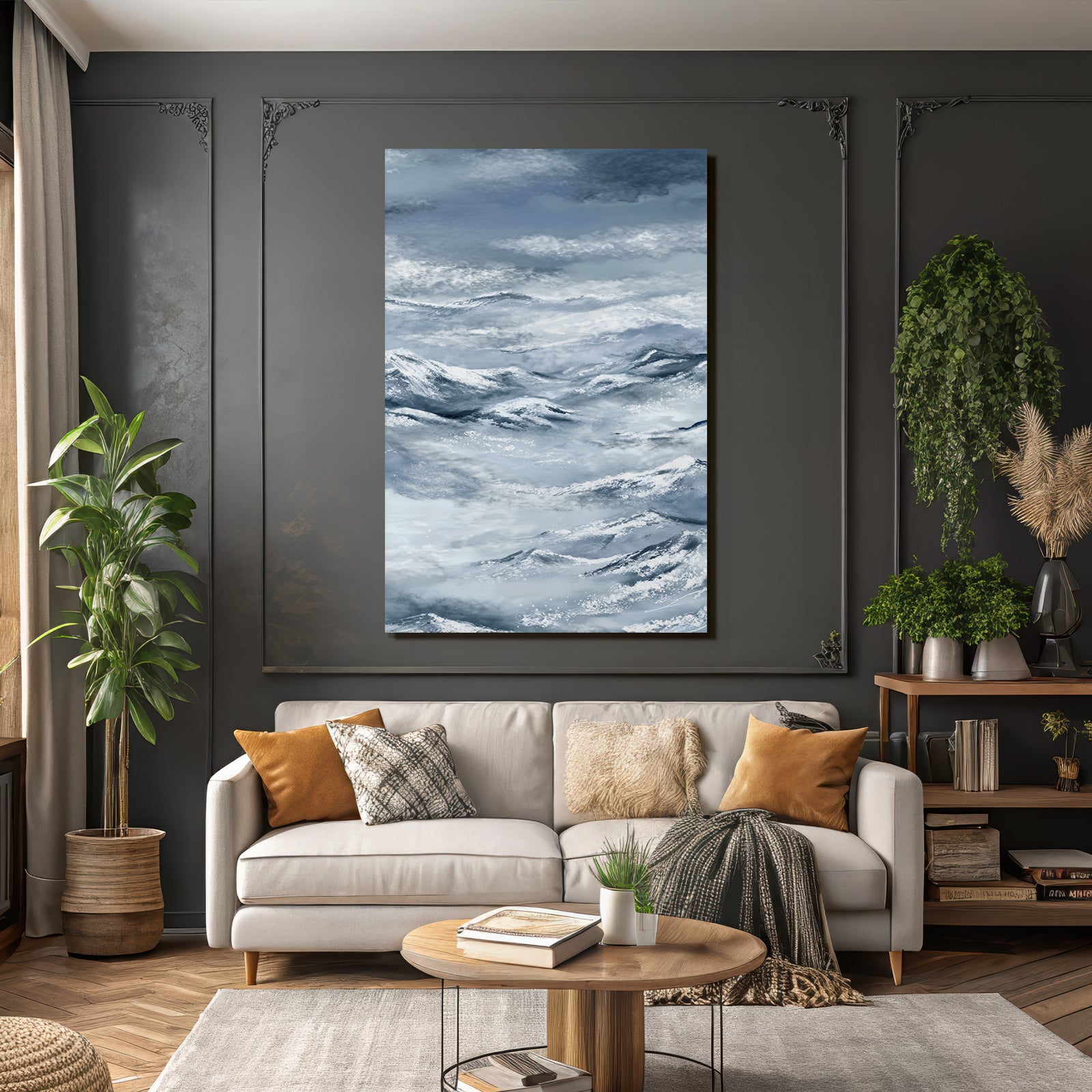Schneebedeckte Berge Unter Wolkigem Himmel