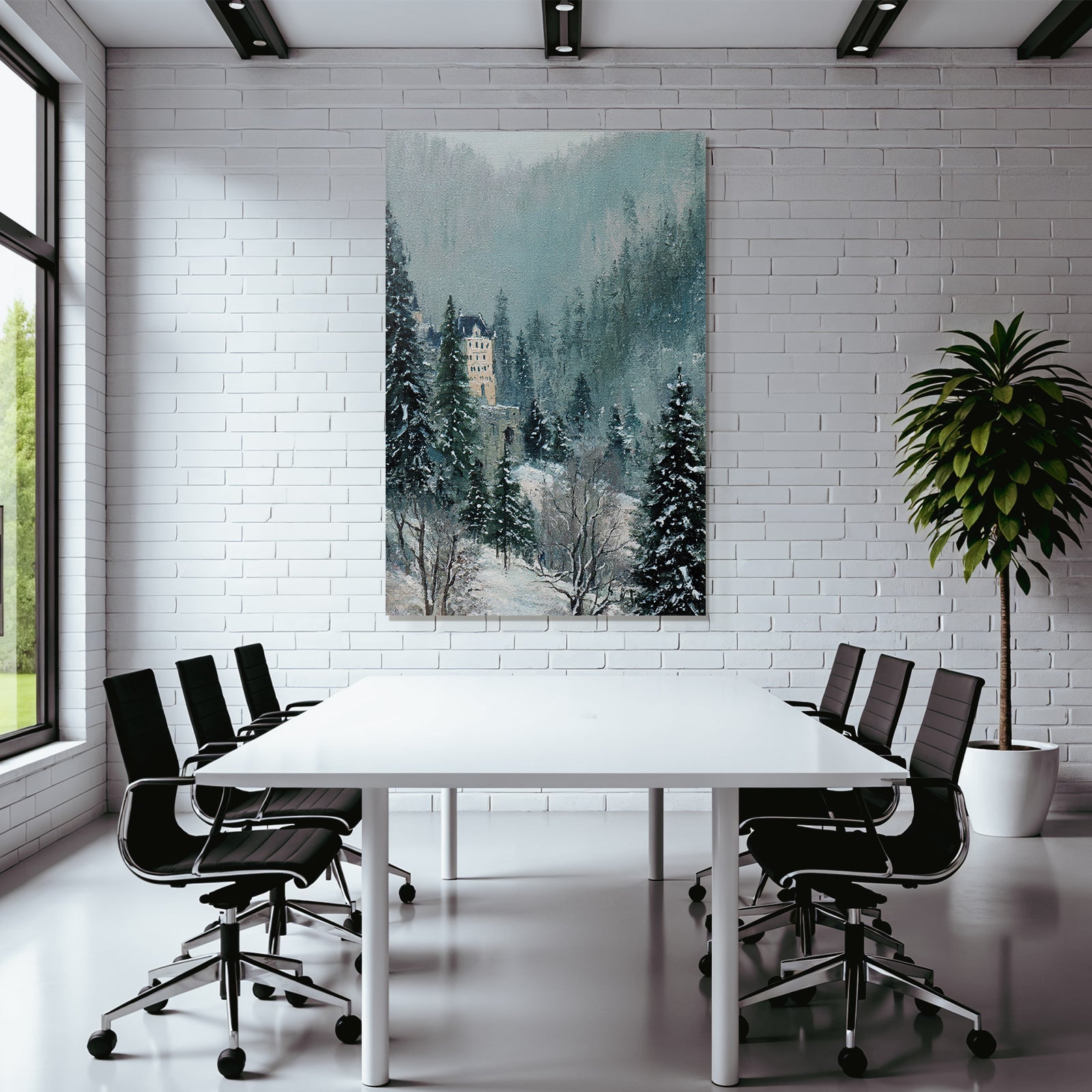Winterlandschaft Mit Schloss Im Schneewald