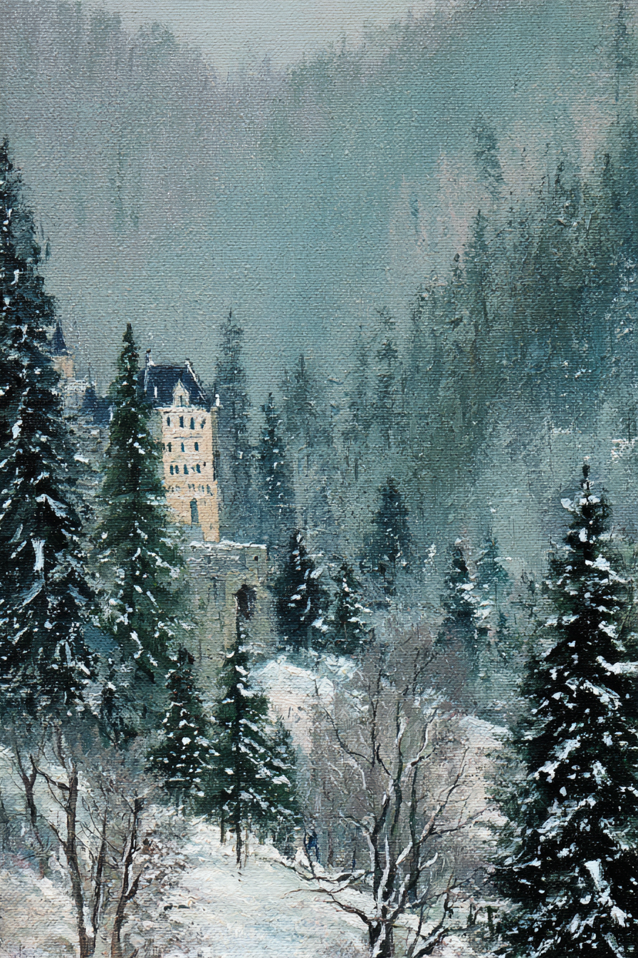 Winterlandschaft Mit Schloss Im Schneewald | Eis und Schnee | Natur