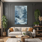 Winterlandschaft Mit Verschneiten Tannen Im Morgennebel