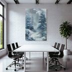 Winterlandschaft Mit Verschneiten Tannen Im Morgennebel