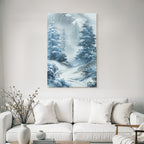 Winterlandschaft Mit Verschneiten Tannen Im Morgennebel