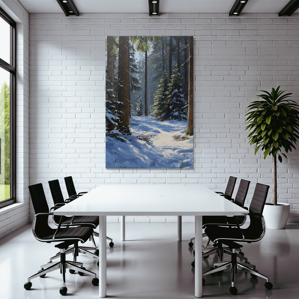 Winterwald Mit Sonnendurchflutetem Schneebett