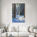 Winterwald Mit Sonnendurchflutetem Schneebett