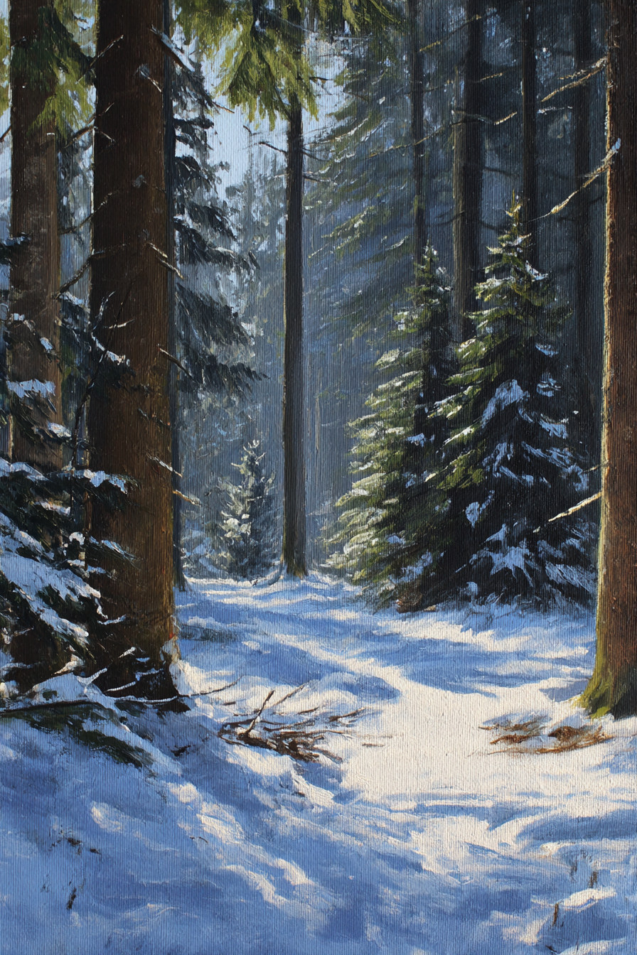 Winterwald Mit Sonnendurchflutetem Schneebett | Eis und Schnee | Natur