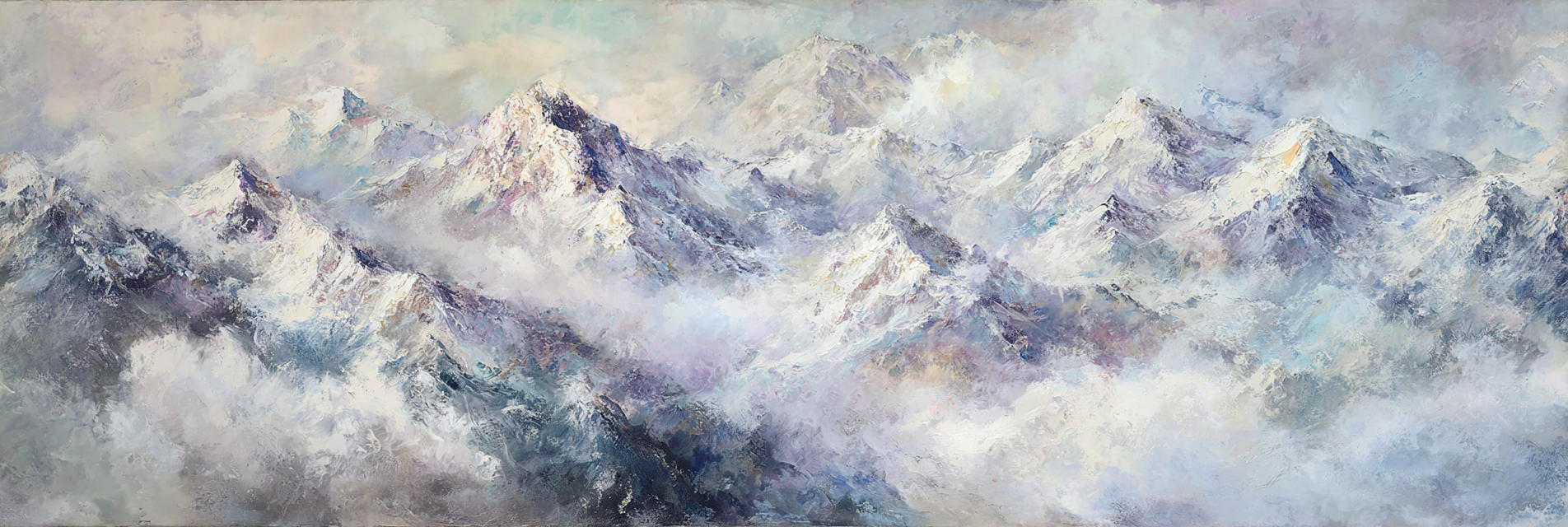 Impressionistisches Bergpanorama In Zarten Farben | Eis und Schnee | Natur