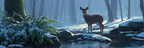 Reh Am Winterbach Im Verschneiten Wald | Eis und Schnee | Natur