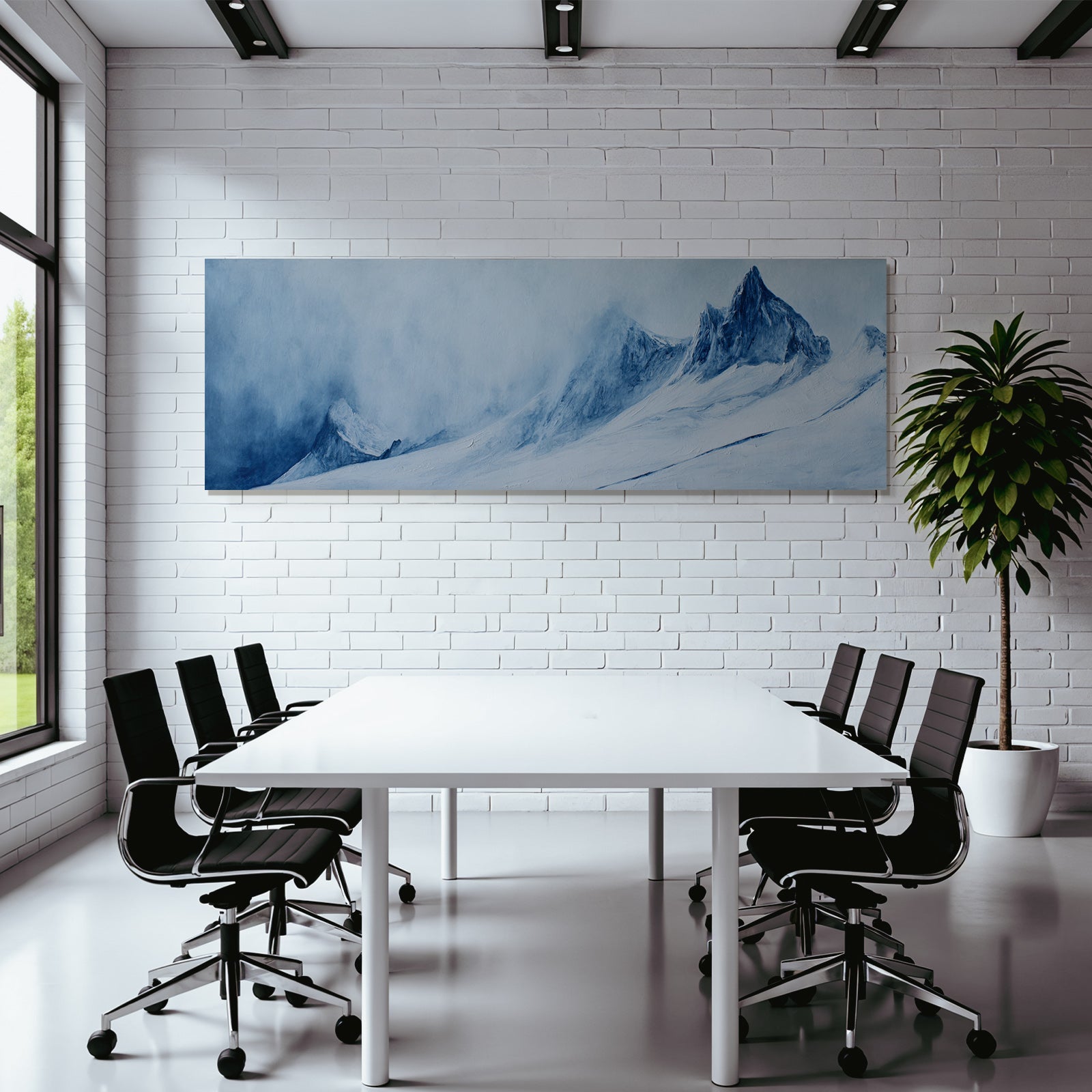 Schneebedeckte Berglandschaft In Blau Und Weiss