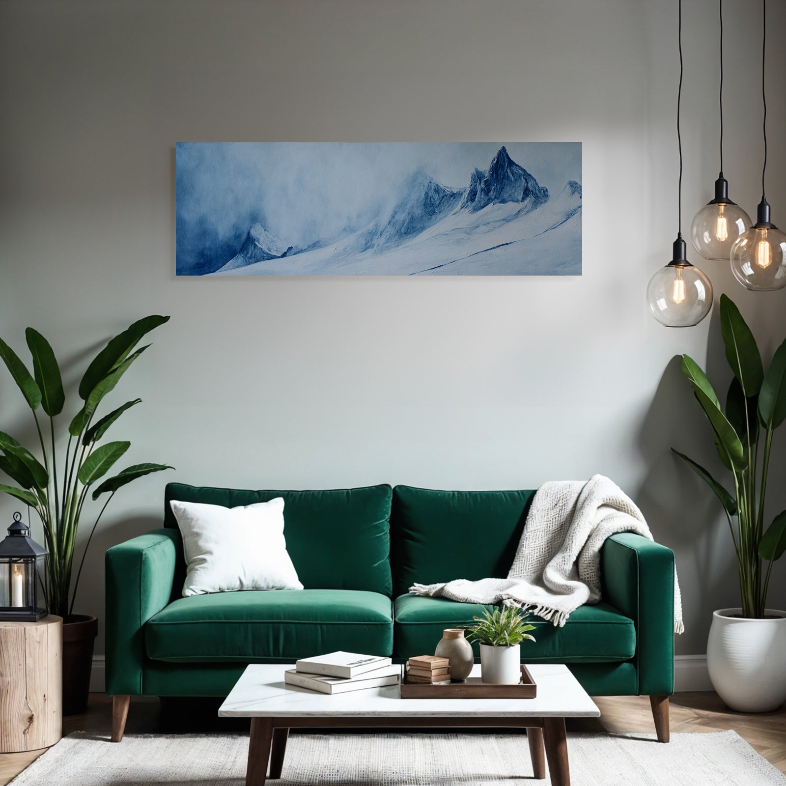 Schneebedeckte Berglandschaft In Blau Und Weiss