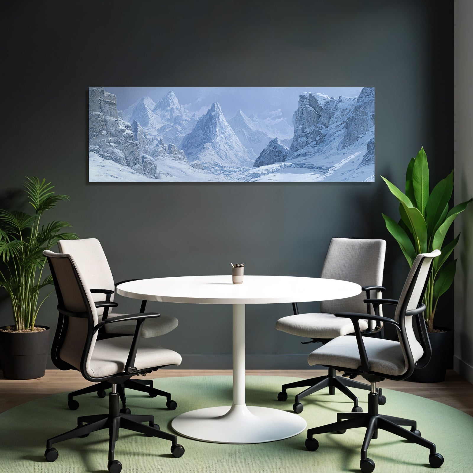 Schneebedeckte Berglandschaft Mit Hohen Gipfeln