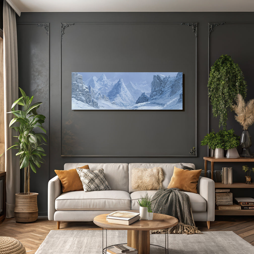 Schneebedeckte Berglandschaft Mit Hohen Gipfeln