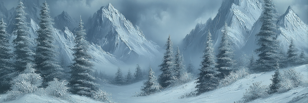 Verschneite Berge Und Immergrüne Nadelbäume | Eis und Schnee | Natur