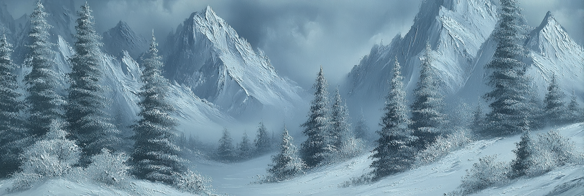 Verschneite Berge Und Immergrüne Nadelbäume | Eis und Schnee | Natur