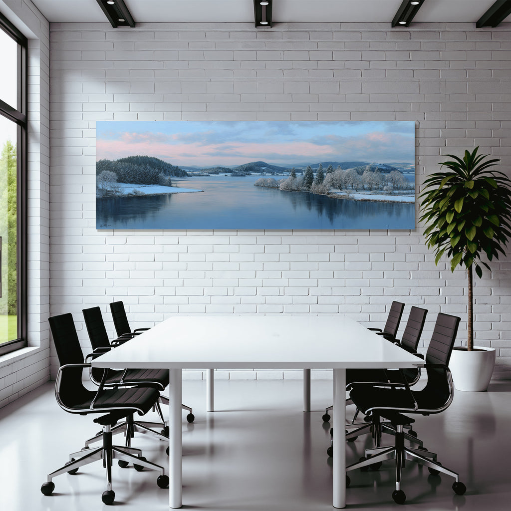 Winterlandschaft Mit Fluss Spiegelung Schneebedeckten Bäumen