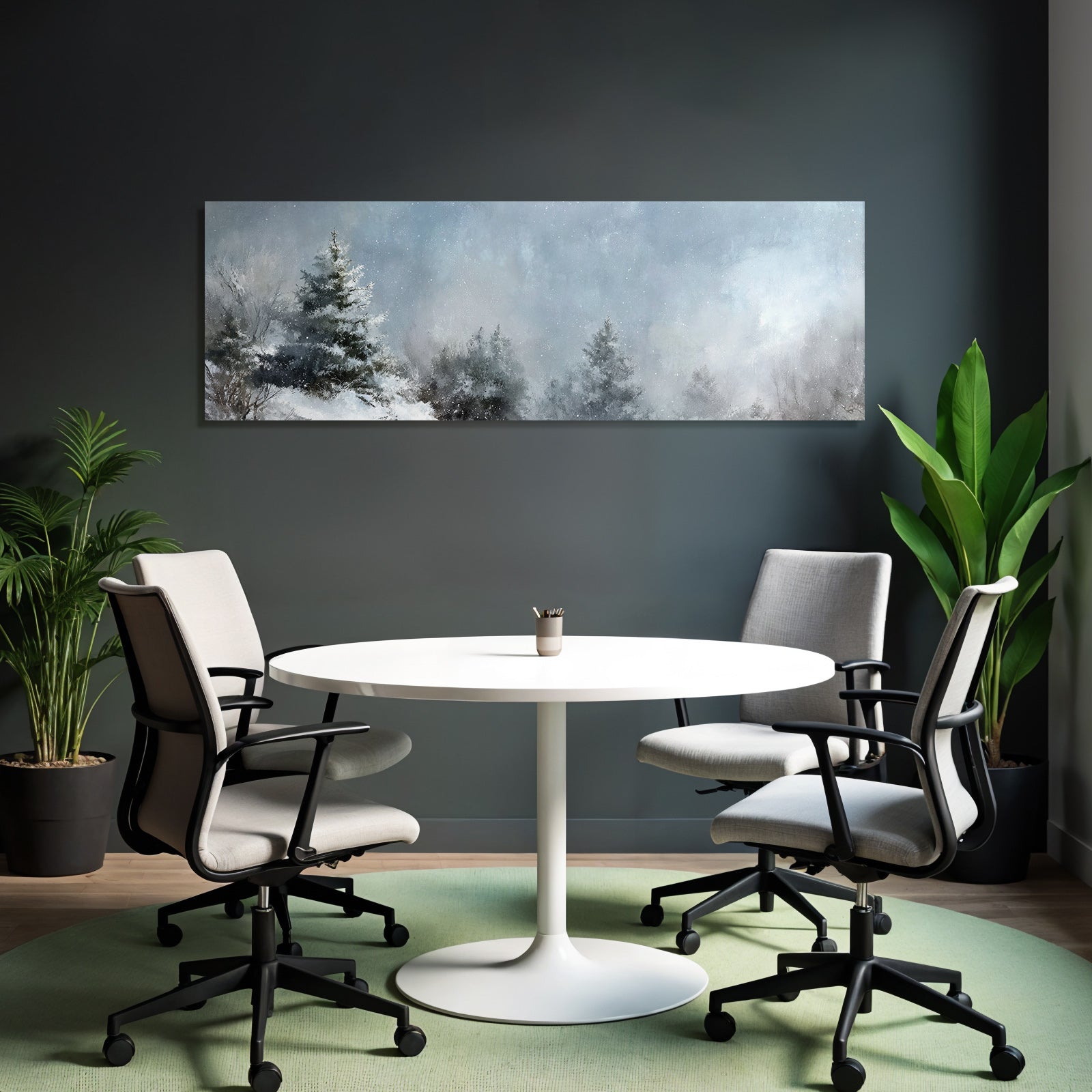 Winterlandschaft Mit Schneebedeckten Bäumen Und Ruhiger Stimmung