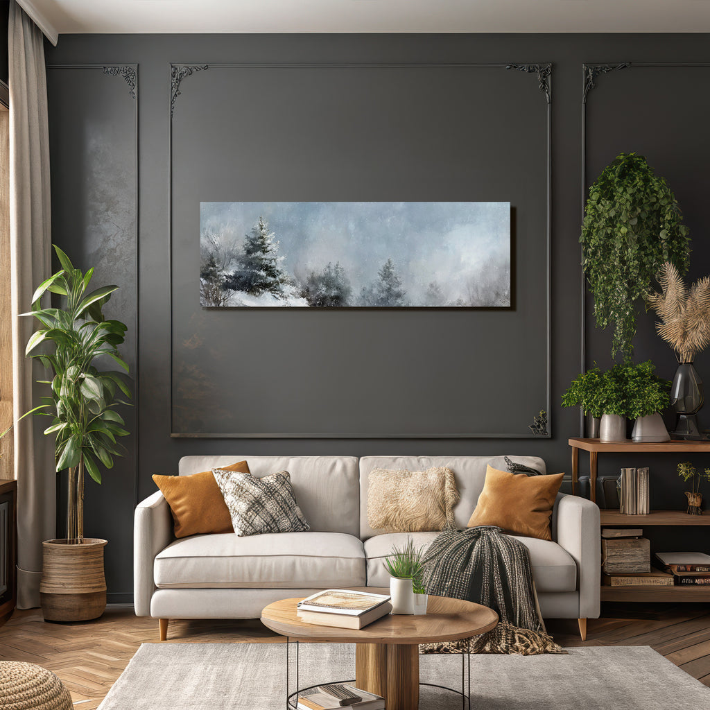 Winterlandschaft Mit Schneebedeckten Bäumen Und Ruhiger Stimmung