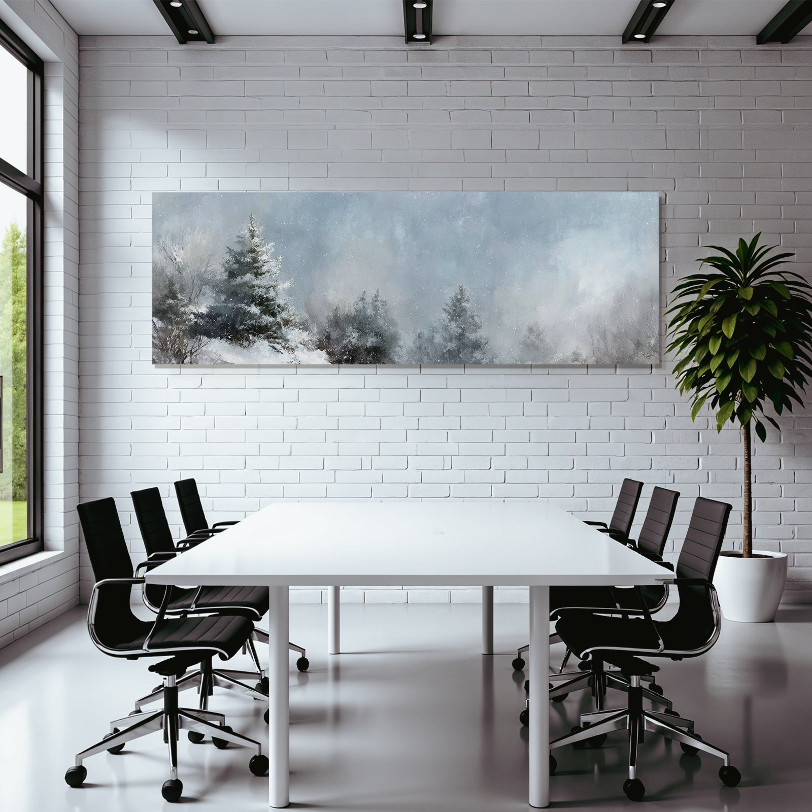 Winterlandschaft Mit Schneebedeckten Bäumen Und Ruhiger Stimmung