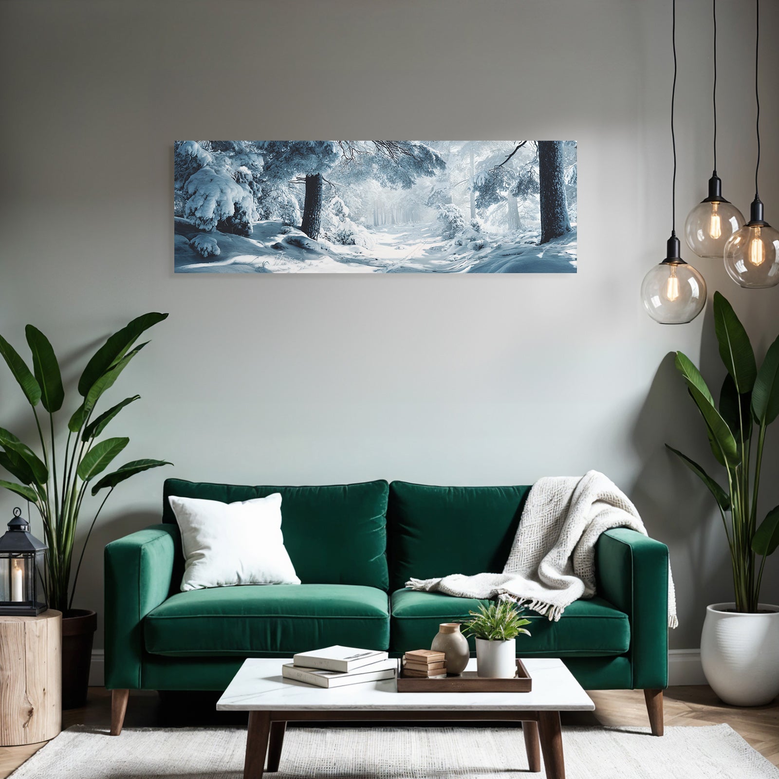 Winterlandschaft Mit Schneebedeckten Bäumen Und Traumhaftem Waldweg