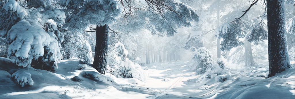 Winterlandschaft Mit Schneebedeckten Bäumen Und Traumhaftem Waldweg | Eis und Schnee | Natur