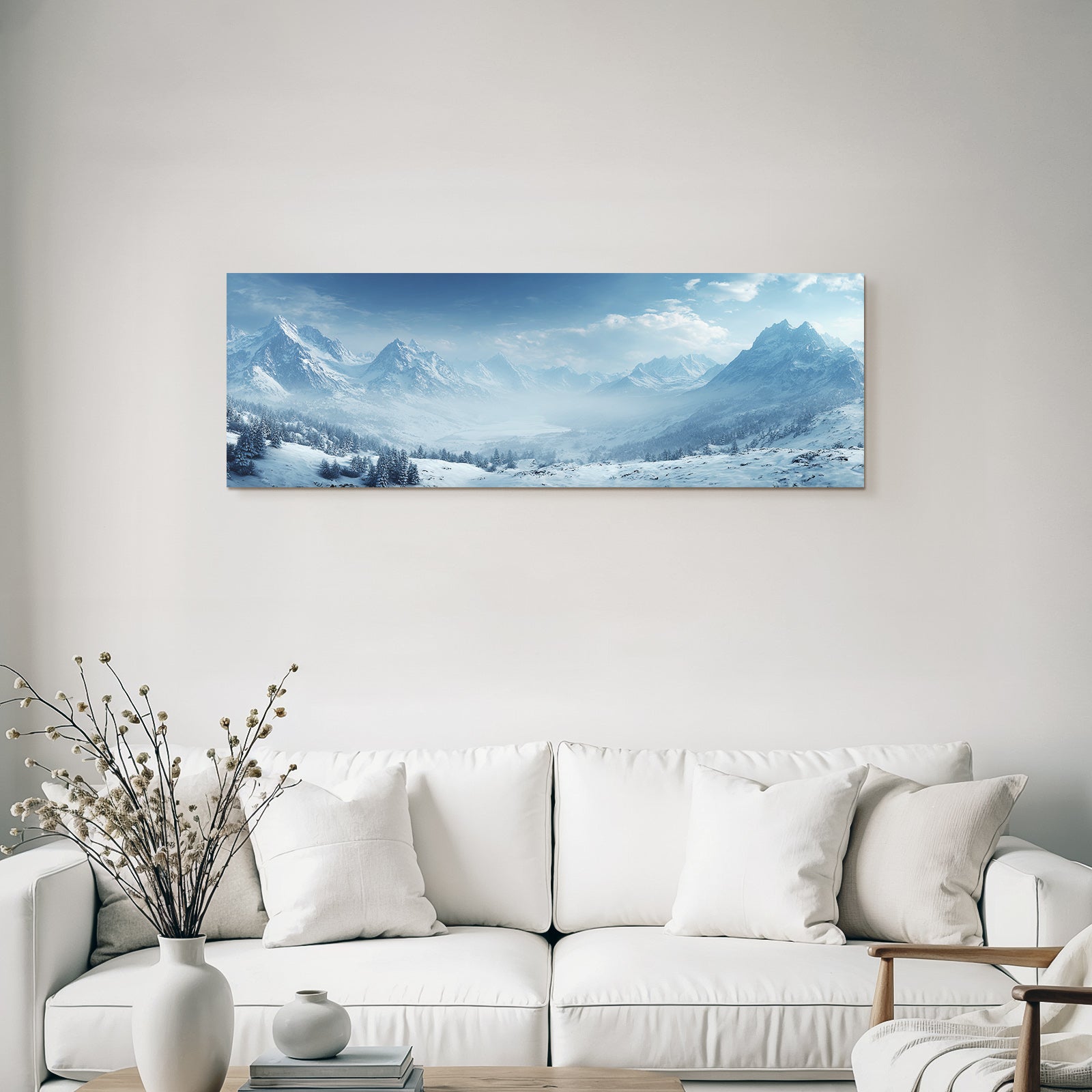 Winterlandschaft Mit Schneebedeckten Bergen Im Tal