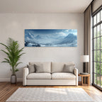 Winterlandschaft Mit Schneebedeckten Bergen Im Tal