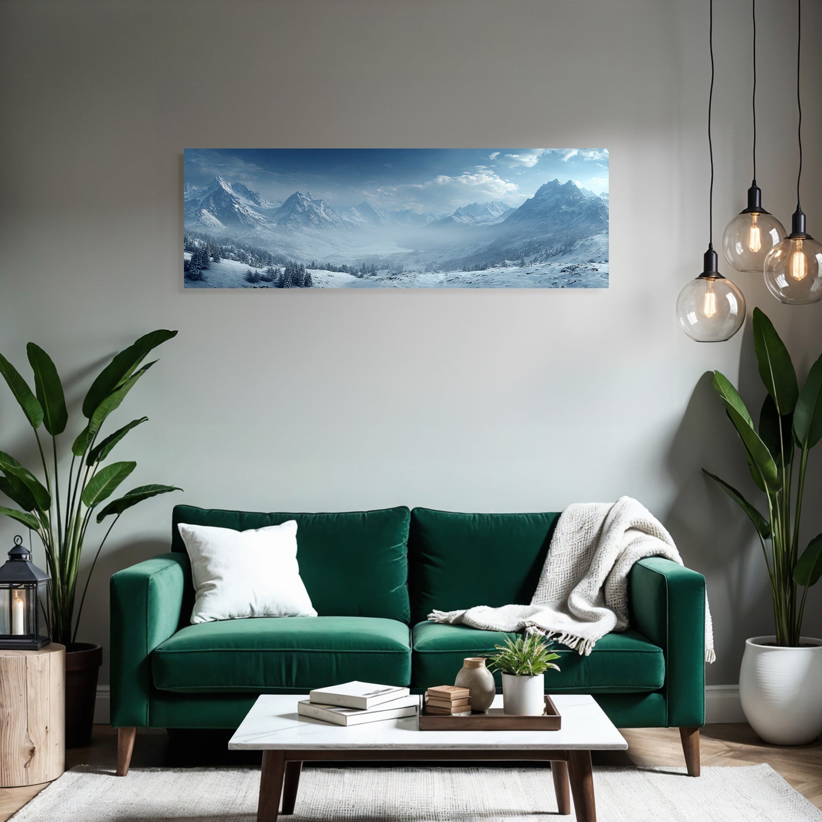 Winterlandschaft Mit Schneebedeckten Bergen Im Tal