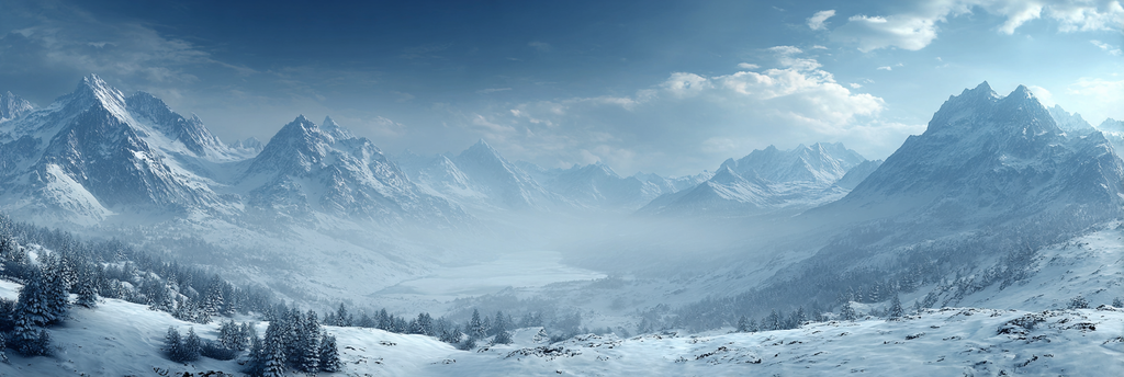 Winterlandschaft Mit Schneebedeckten Bergen Im Tal | Eis und Schnee | Natur