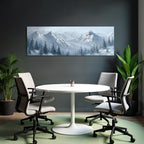 Winterlandschaft Mit Schneebedeckten Bergen Und Kiefern