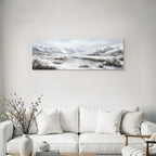 Winterlandschaft Mit Schneebedeckten Bergen Und Spiegelndem Fluss