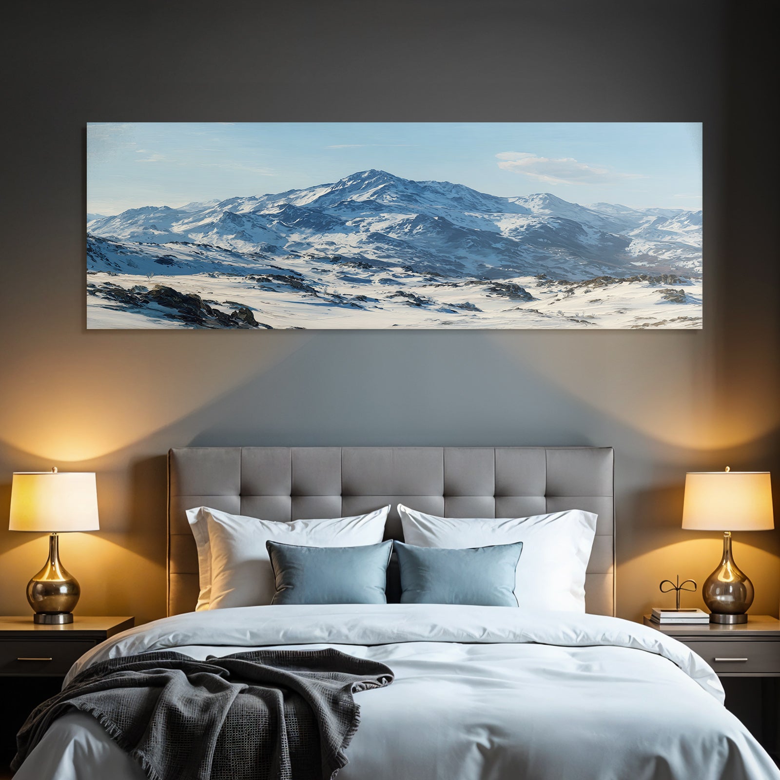 Winterlandschaft Mit Schneebedeckten Bergen Unter Klarem Himmel