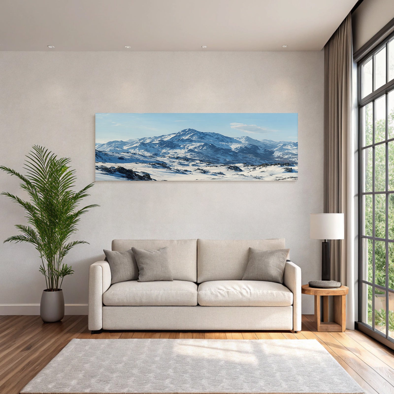 Winterlandschaft Mit Schneebedeckten Bergen Unter Klarem Himmel