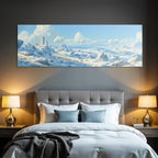 Winterlandschaft Mit Schneebedeckten Felsen Ruinen Und Reisenden