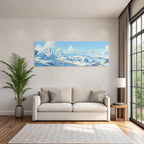 Winterlandschaft Mit Schneebedeckten Felsen Ruinen Und Reisenden