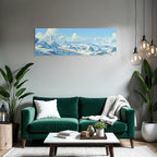 Winterlandschaft Mit Schneebedeckten Felsen Ruinen Und Reisenden