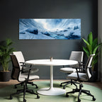 Winterlandschaft Mit Verschneiten Bergen Und Einem Vereisten Fluss