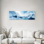 Winterlandschaft Mit Verschneiten Bergen Und Einem Vereisten Fluss