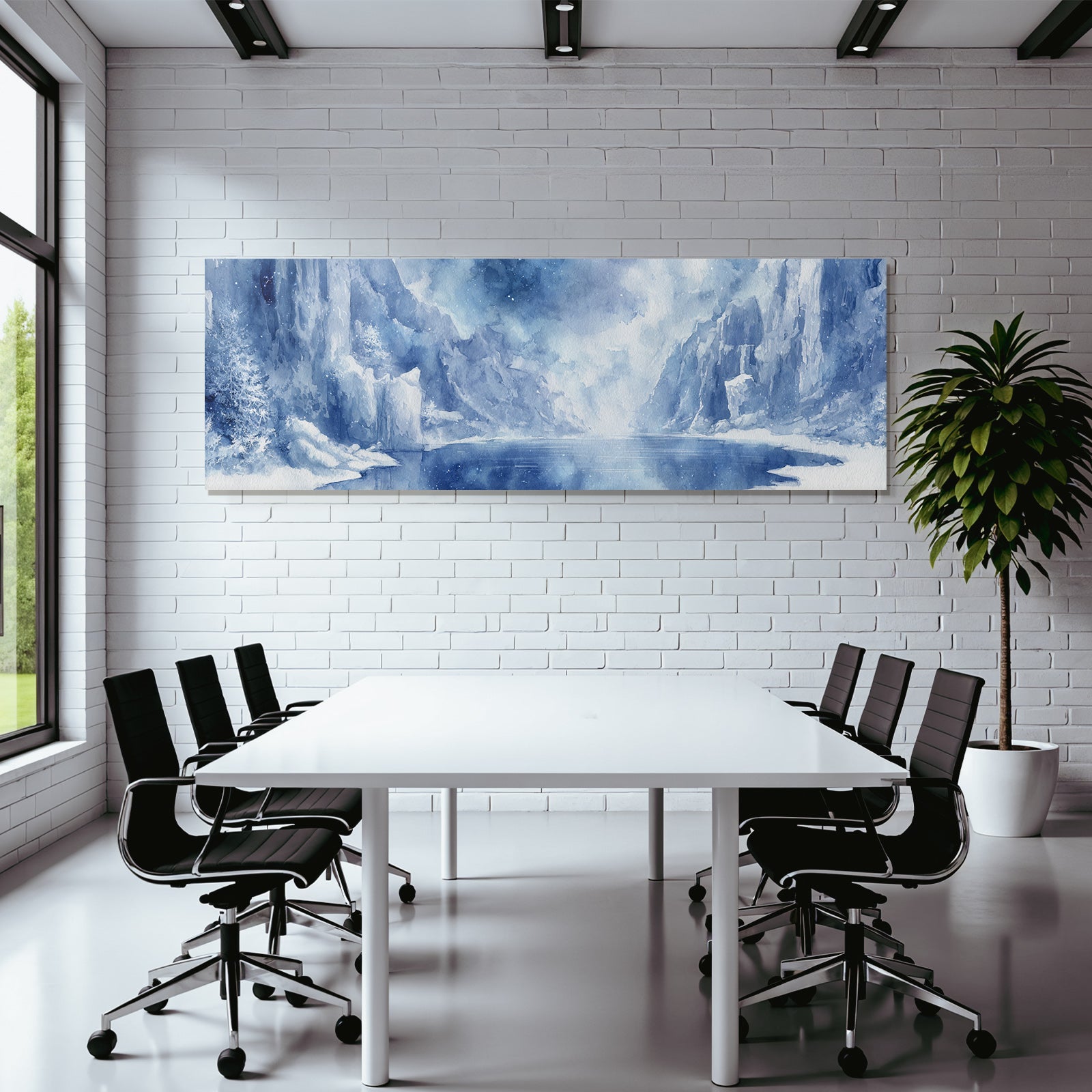 Winterliche Eislandschaft Mit Nebligem Spiegelnden See