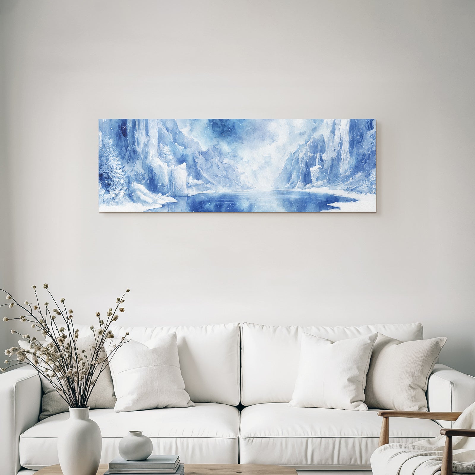 Winterliche Eislandschaft Mit Nebligem Spiegelnden See
